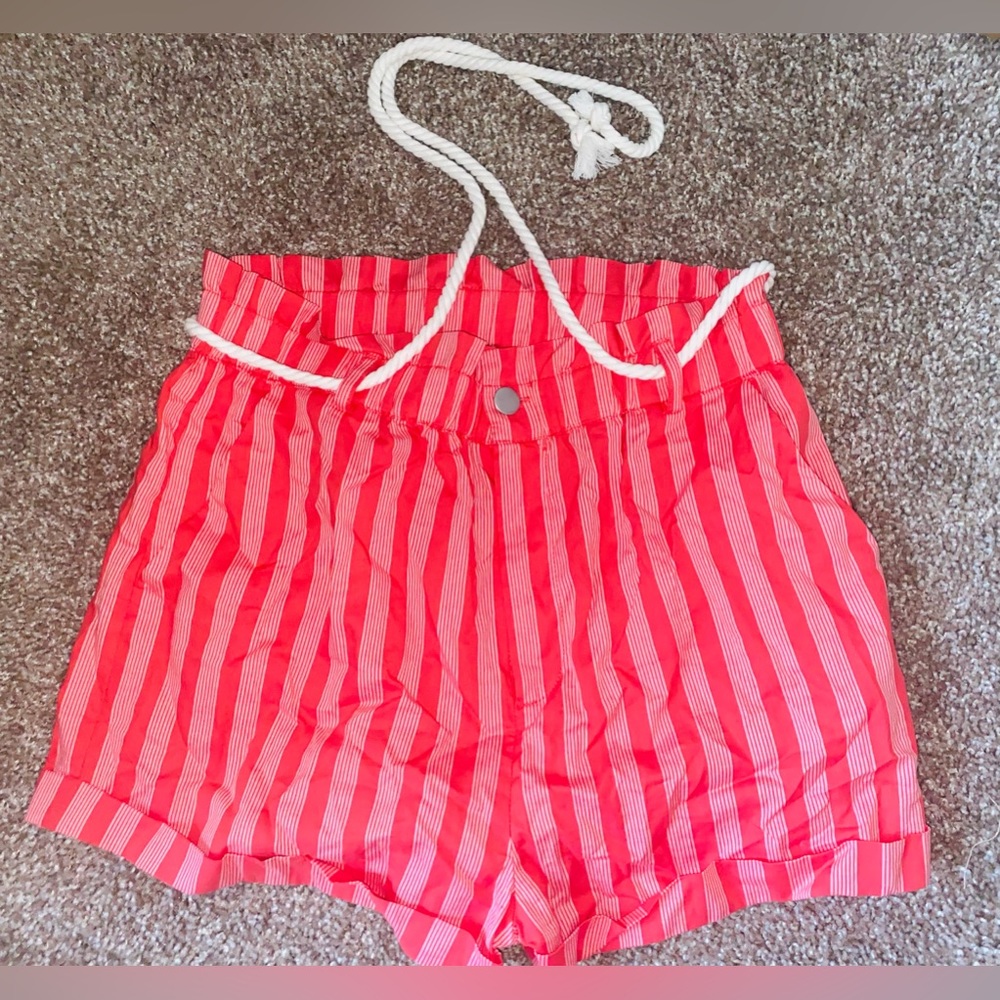 Red & White stripped shorts, size Medium, Forever 21
